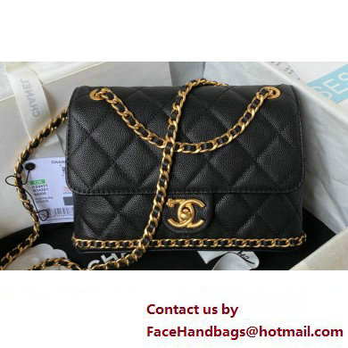 Chanel Grained Calfskin & Gold-Tone Metal Chain Flap Bag AS4431 Black 2023